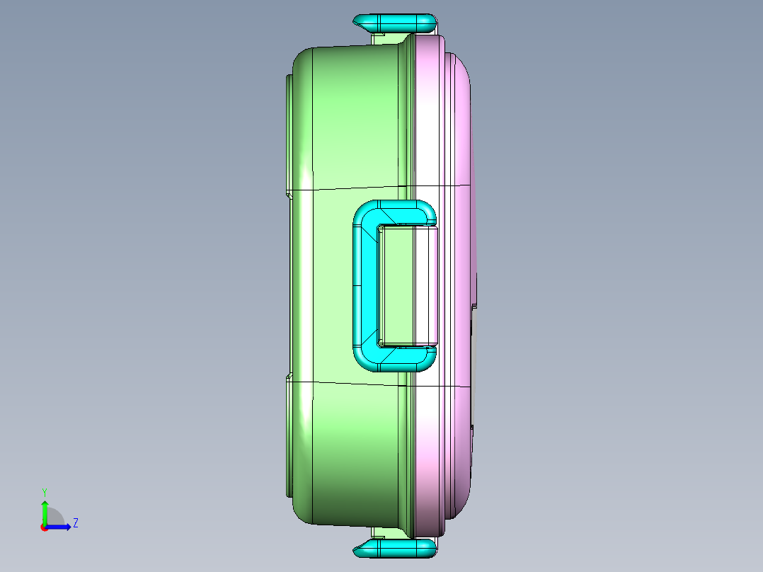 3格学生餐盒饭盒左视图