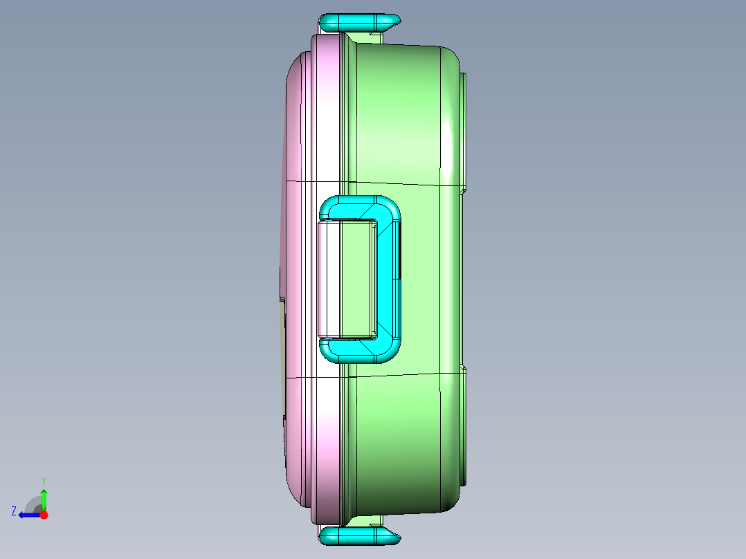 3格学生餐盒饭盒右视图