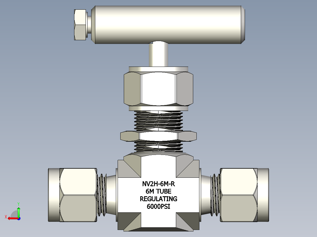 不锈钢整体阀盖针形阀，NV系列，调节杆后视图