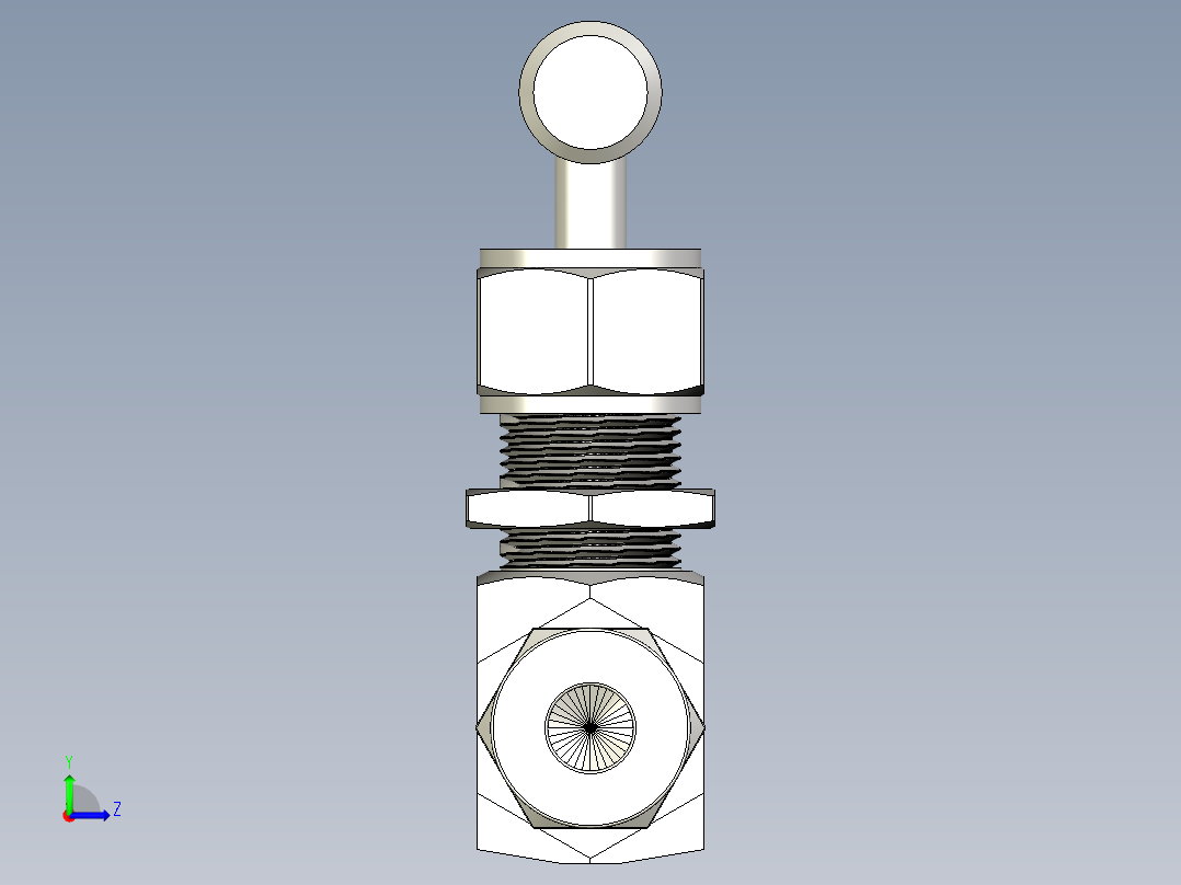不锈钢整体阀盖针形阀，NV系列，调节杆左视图