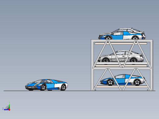 三层三列升降横移自动化立体车库（sw13可编辑+cad+说明书）