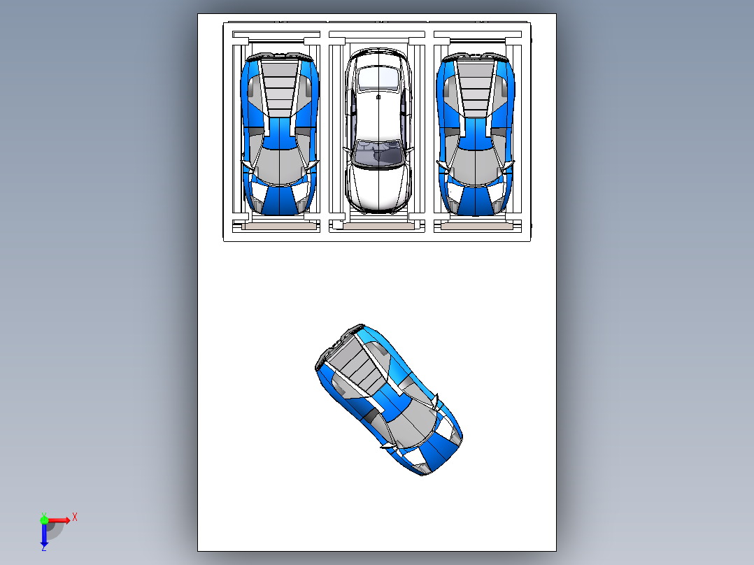 三层三列升降横移自动化立体车库（sw13可编辑+cad+说明书）俯视图