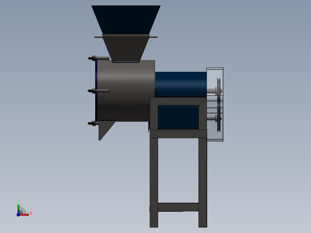 破碎机、棕榈仁压碎机前视图