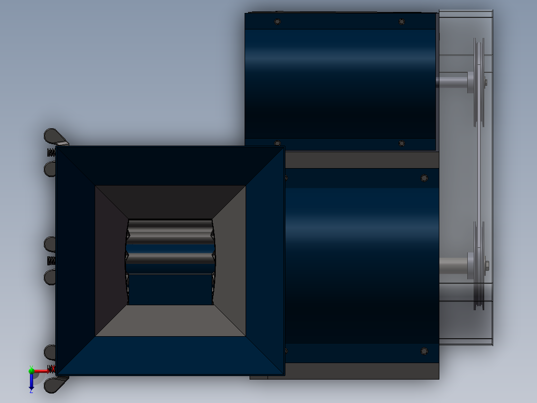 破碎机、棕榈仁压碎机俯视图