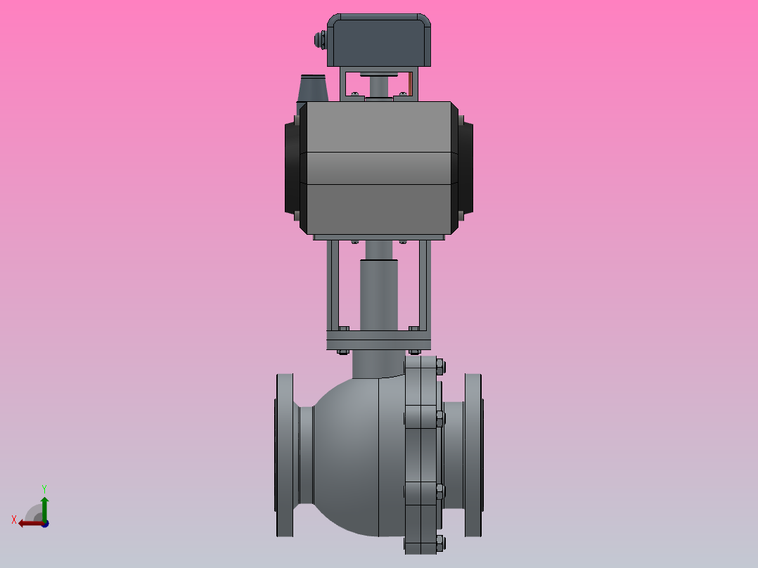 通径80，RV Q641F法兰式气动球阀[RVQ641H-16CG]后视图