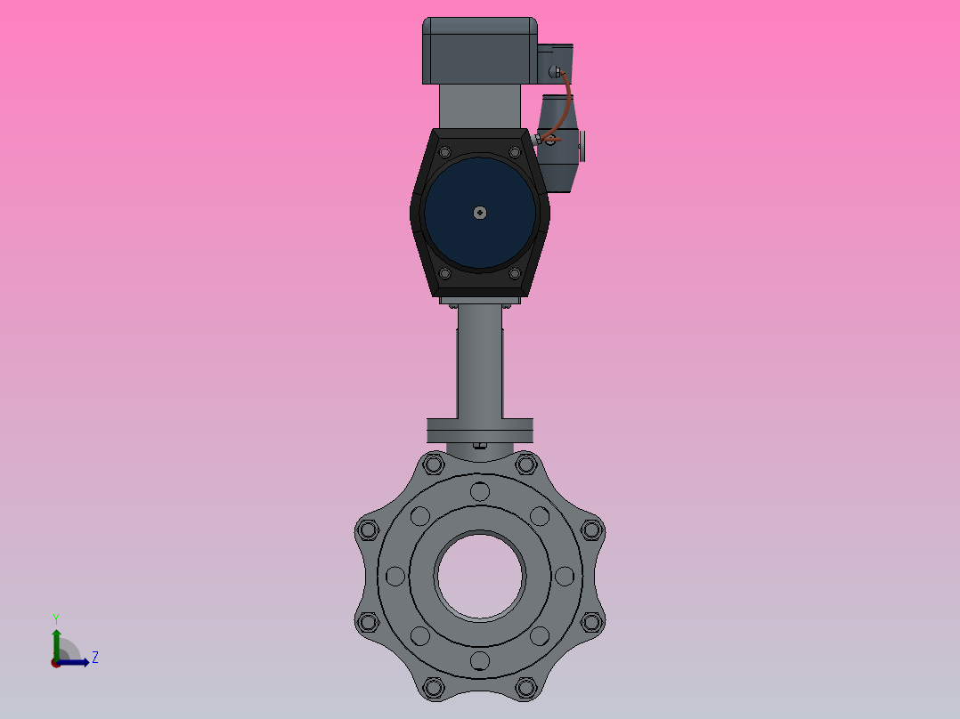 通径80，RV Q641F法兰式气动球阀[RVQ641H-16CG]左视图