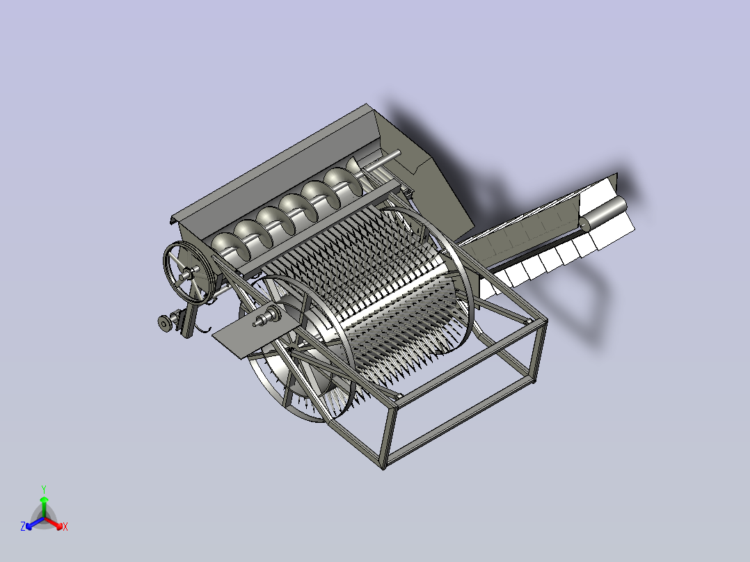 牵引式打瓜捡拾一体机正等轴测图