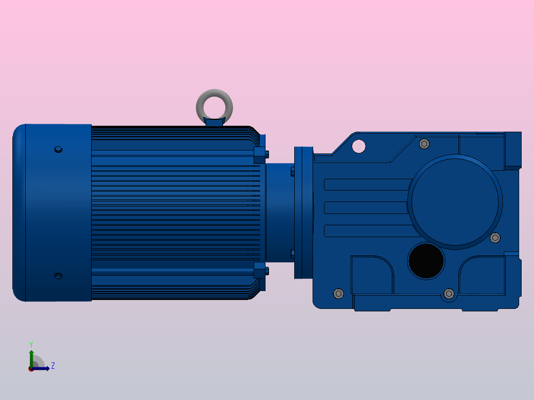 K57底脚轴伸式安装螺旋锥齿轮减速机K57-Y3-4P-24.05-M1-0°-B左视图