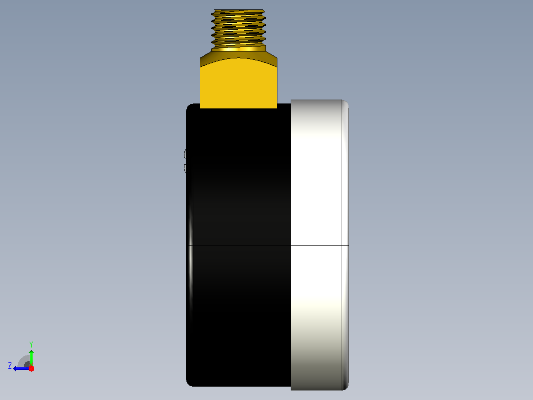 压力表1.6兆帕，1.6 Mpa (232 psi)压力表，带公制M8x1连接螺纹右视图