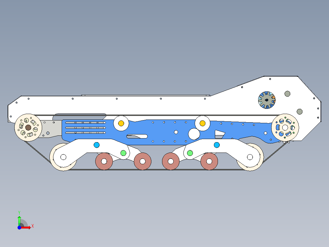 Palette履带车底盘3D模型图纸 x_t格式前视图
