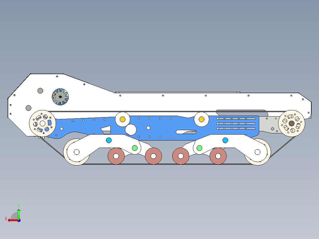 Palette履带车底盘3D模型图纸 x_t格式后视图
