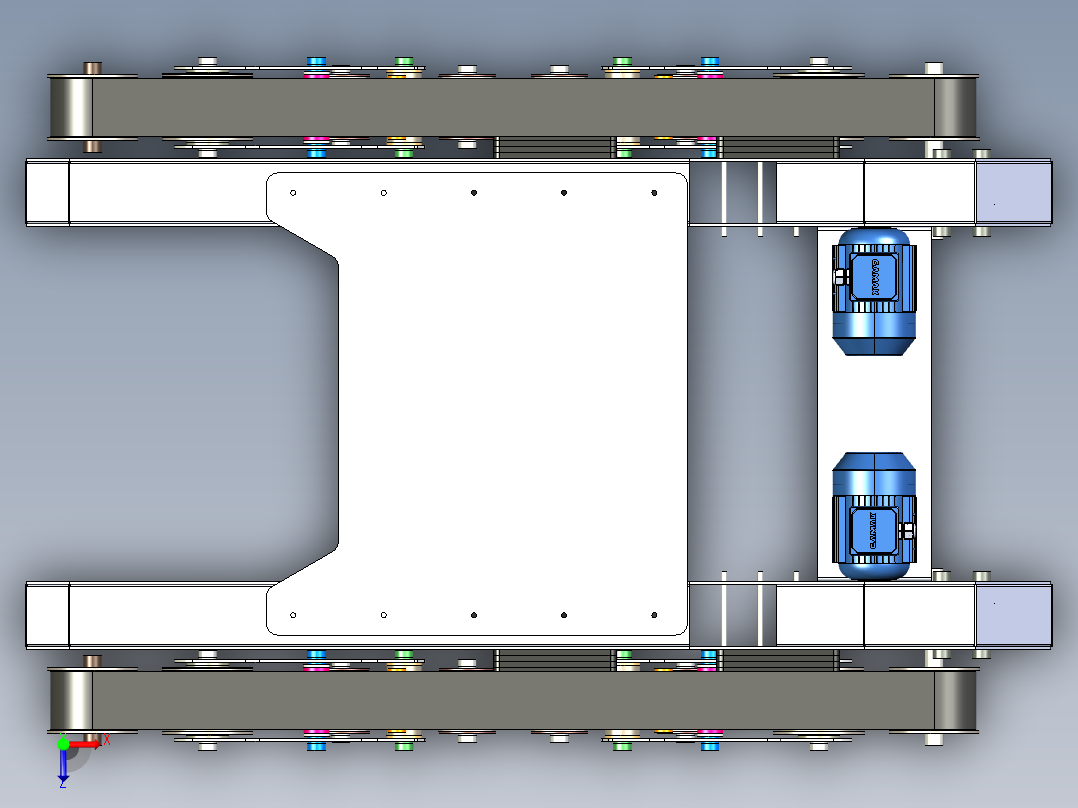 Palette履带车底盘3D模型图纸 x_t格式俯视图