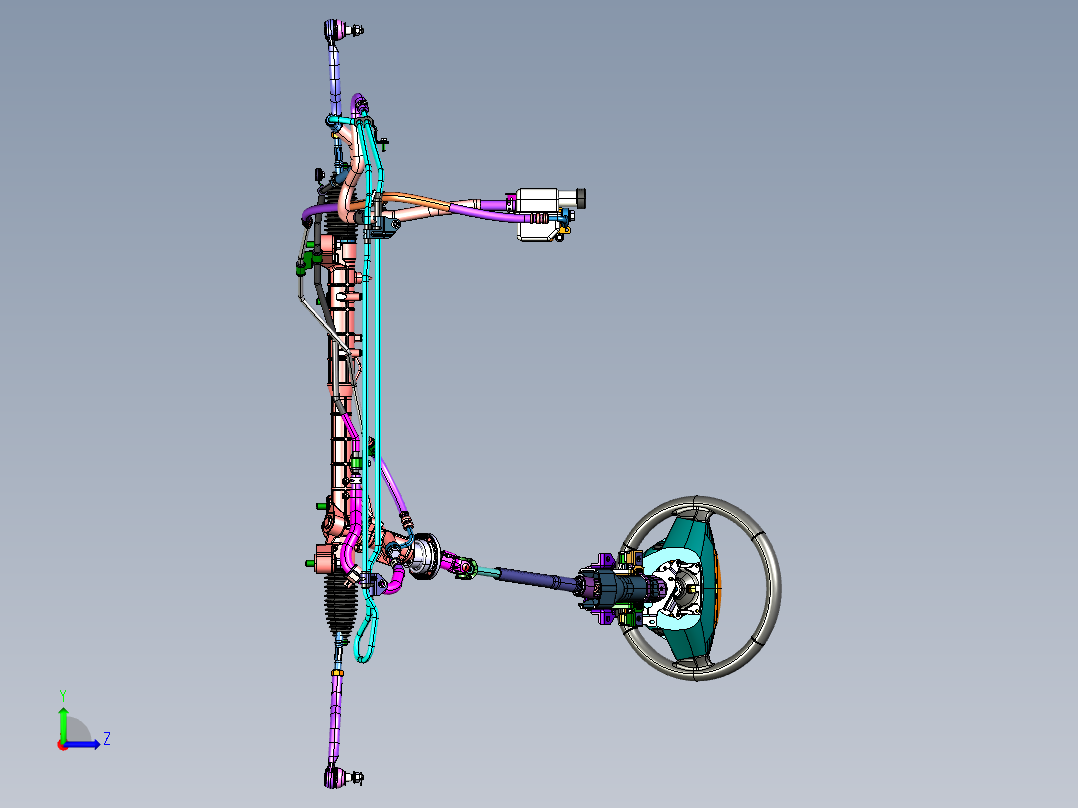 机械式液压助力转向系统HPS设计左视图