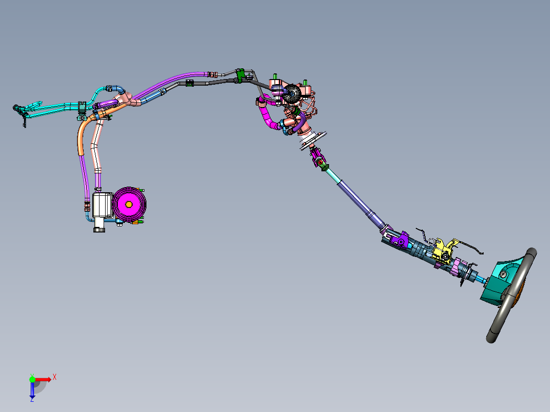 机械式液压助力转向系统HPS设计俯视图