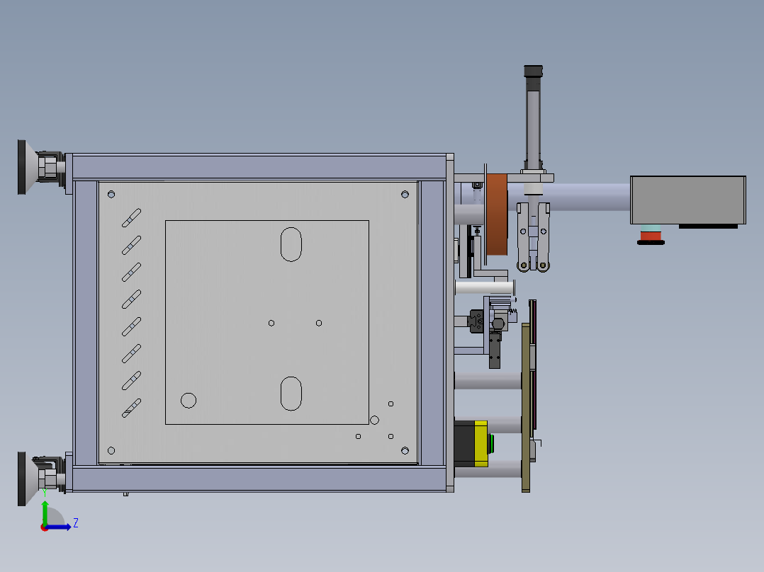 锂电池贴胶带机3D数模图纸 Solidworks20设计左视图