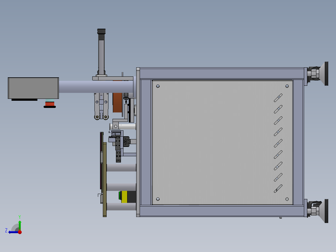 锂电池贴胶带机3D数模图纸 Solidworks20设计右视图