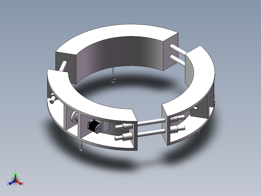 海上风机安装塔柱高空吊装平台设计正等轴测图