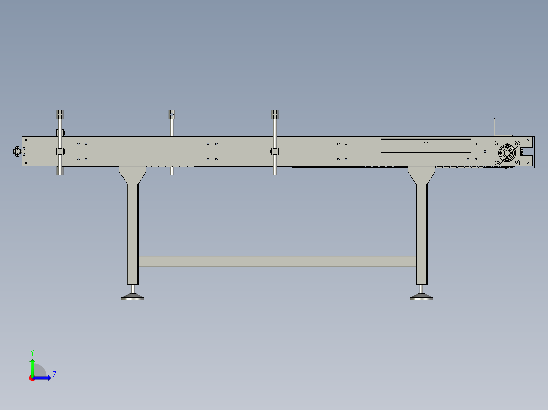 重型双排链滚筒输送机左视图
