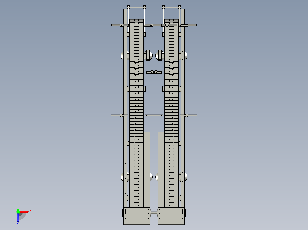 重型双排链滚筒输送机俯视图