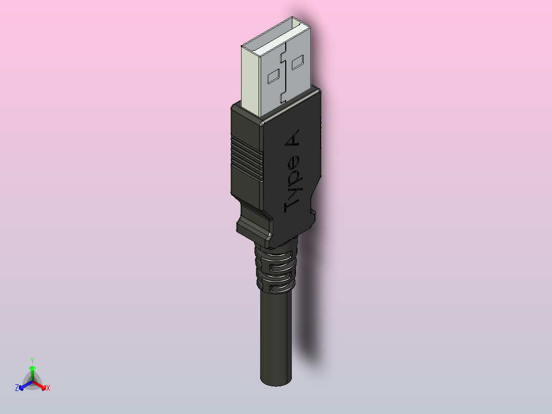 USB-A 3.0接口头正等轴测图