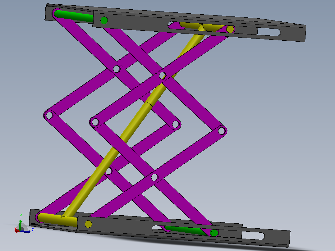 液压剪叉式升降机构3D图纸 Solidworks设计主视图