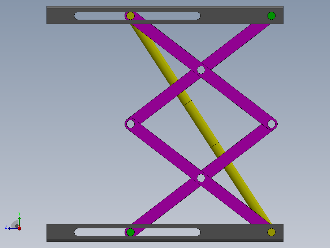 液压剪叉式升降机构3D图纸 Solidworks设计右视图
