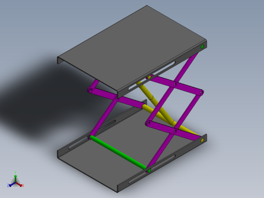 液压剪叉式升降机构3D图纸 Solidworks设计正等轴测缩略图