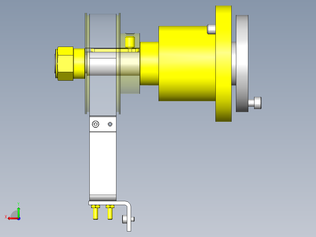拉出卷筒产品时的简易制动机构后视图