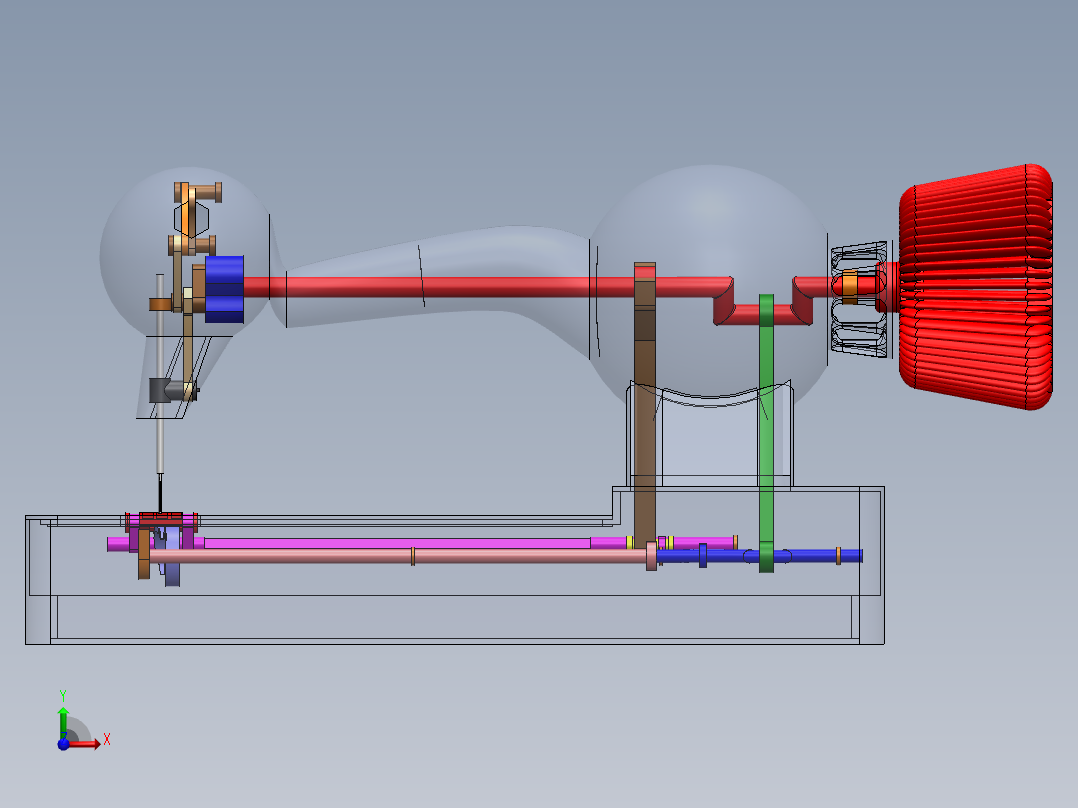 简单缝纫机机构前视图