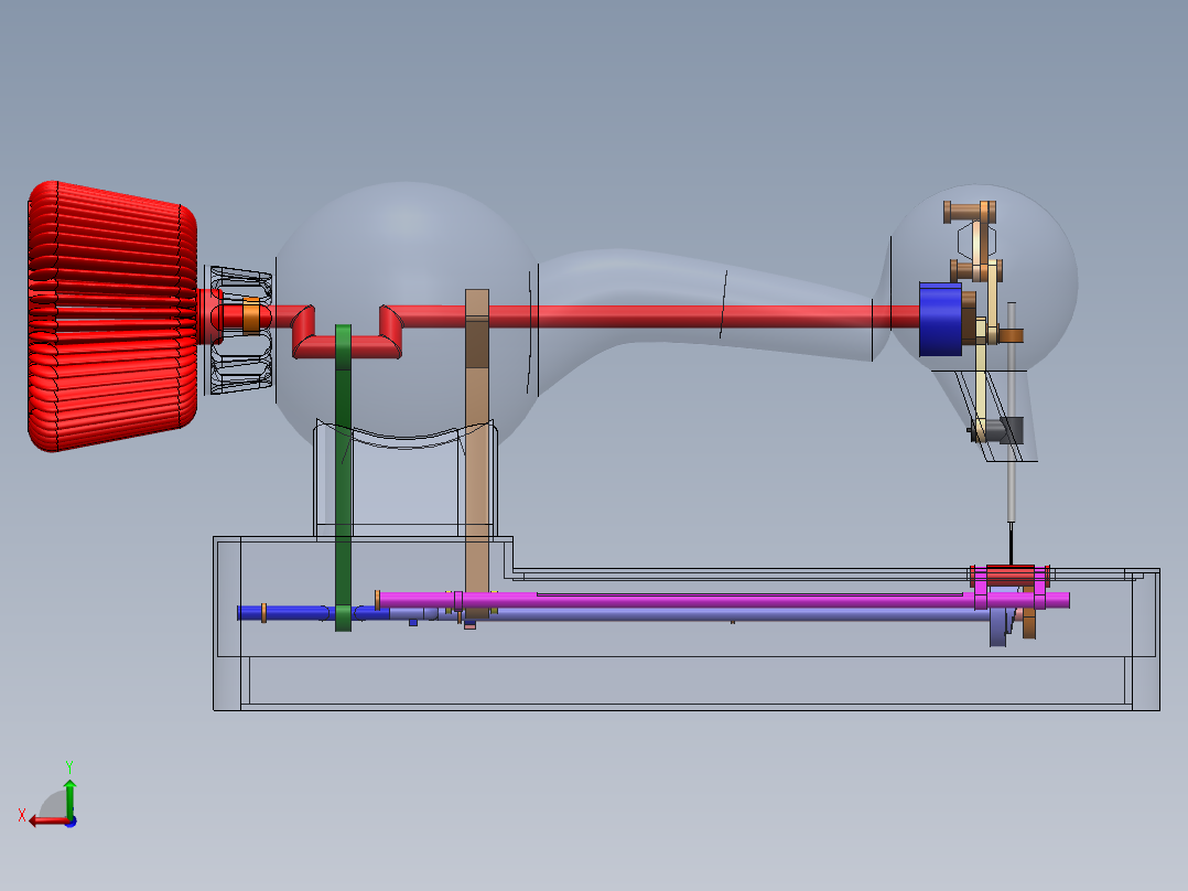 简单缝纫机机构后视图