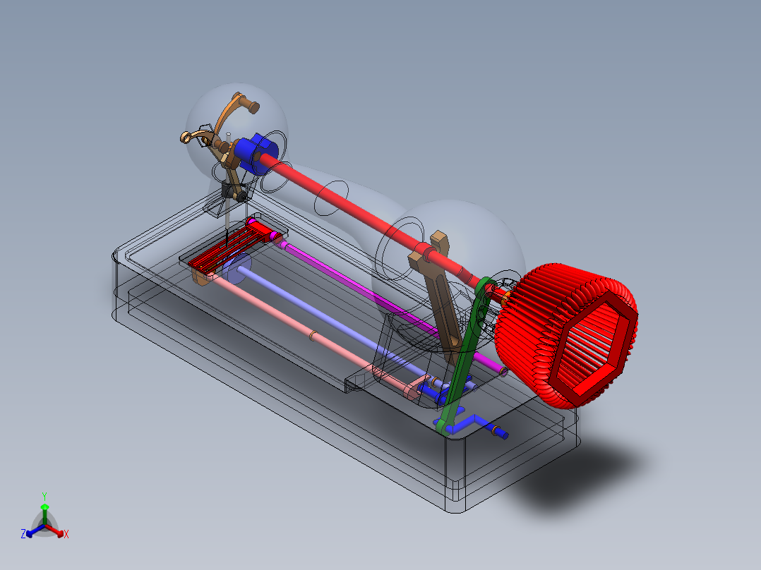 简单缝纫机机构正等轴测图