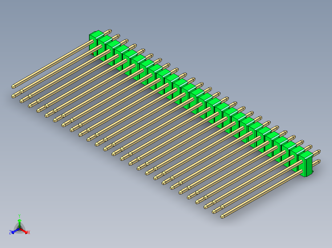 彩色公头100mil（2.54mm）系列-DS1021_green_2x26p_100mil_Type43_rev1.0主视图