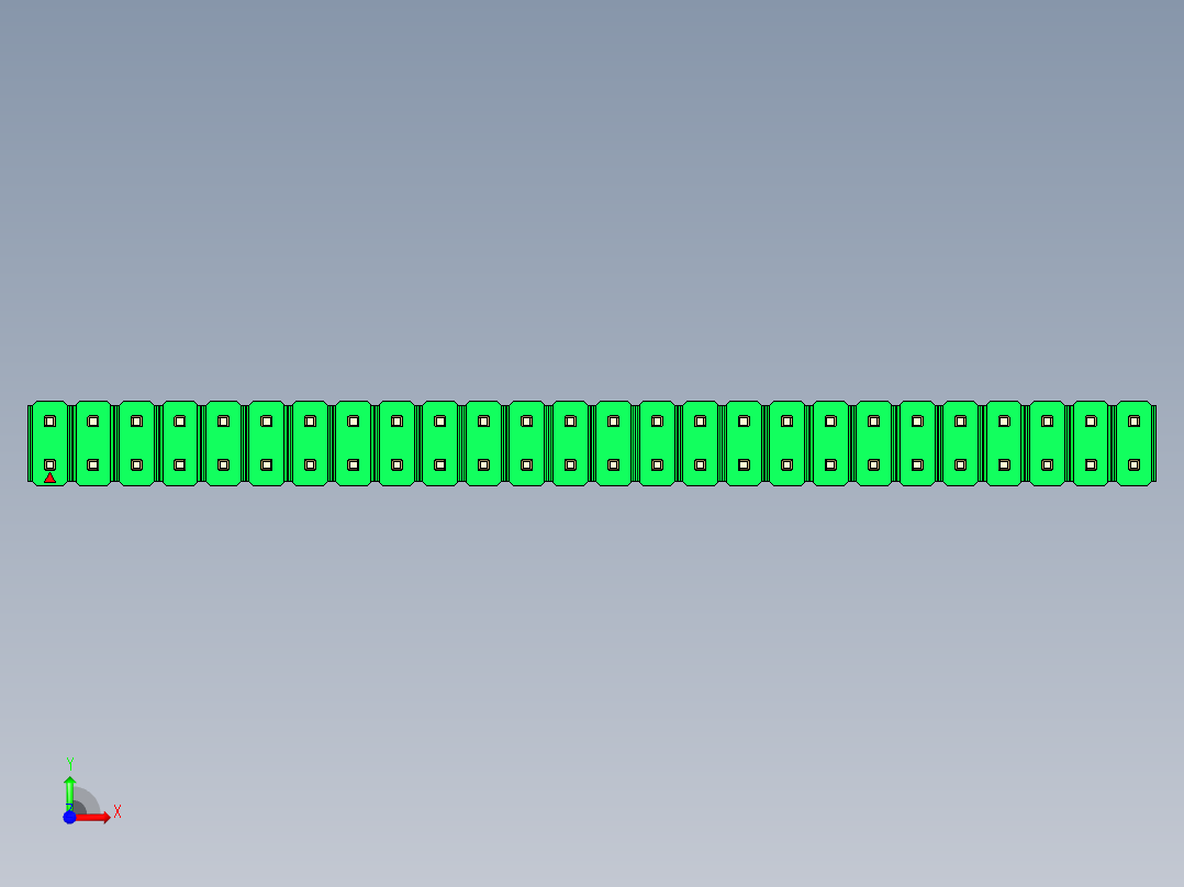 彩色公头100mil（2.54mm）系列-DS1021_green_2x26p_100mil_Type43_rev1.0前视图