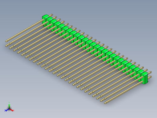 彩色公头100mil（2.54mm）系列-DS1021_green_2x26p_100mil_Type43_rev1.0正等轴测缩略图