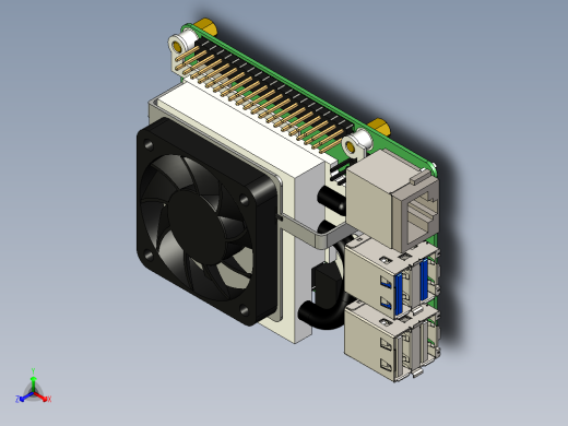 Raspberry Pi 4冷却器风扇散热器- GeeekPi超薄冰塔正等轴测缩略图