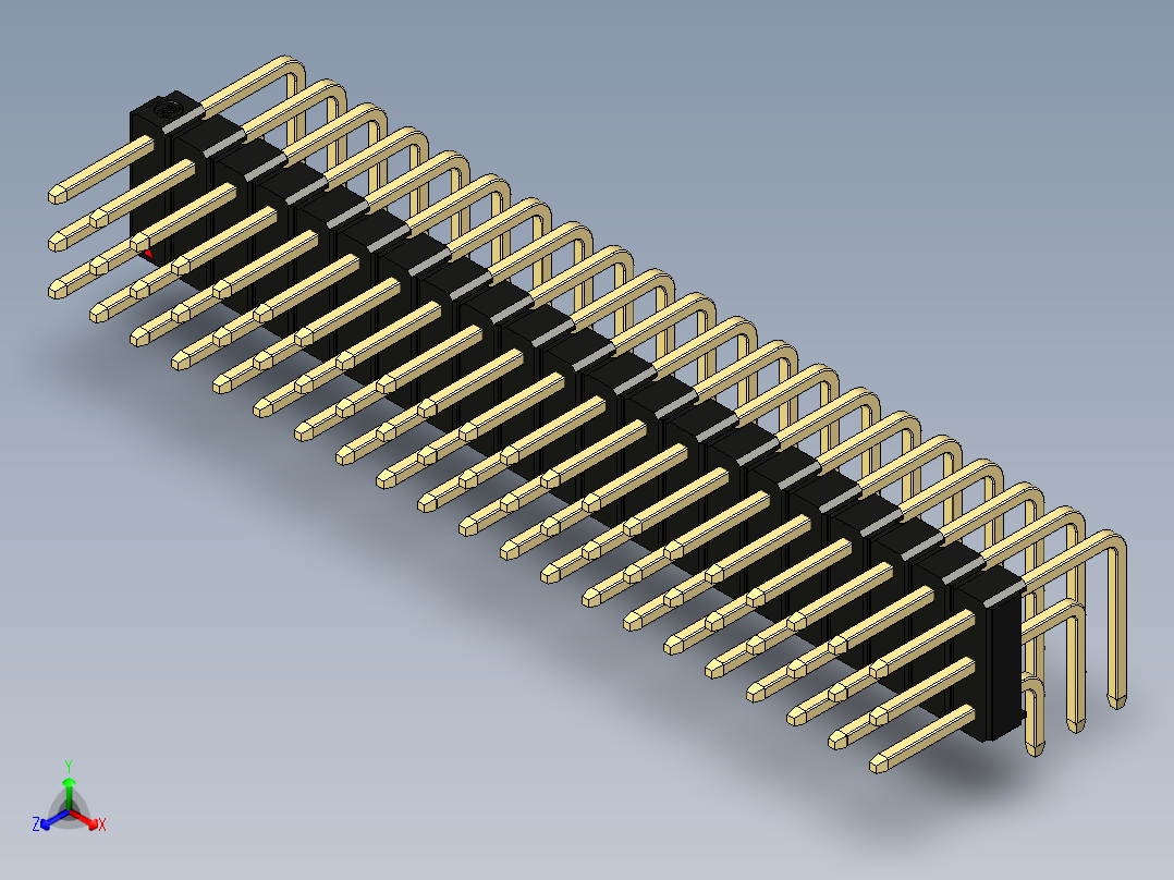彩色公排针 100mil 2.54mm 系列-DS1022_black_3x21p_100mil_TypeD_rev1.0主视图