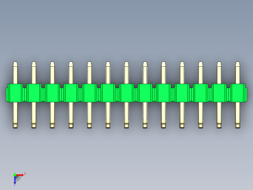 彩色公排针 100mil 2.54mm 系列-DS1022_green_13p_100mil_TypeU_rev1.0俯视缩略图