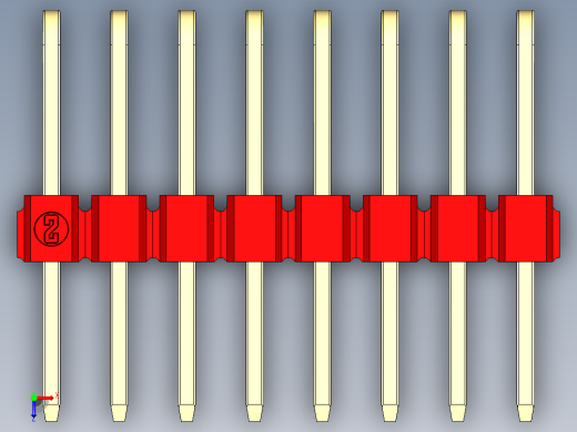 彩色公排针 100mil 2.54mm 系列-DS1022_red_3x08p_100mil_TypeD_rev1.0俯视缩略图