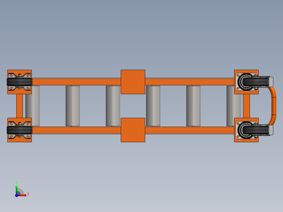 移动式辊道架前视图