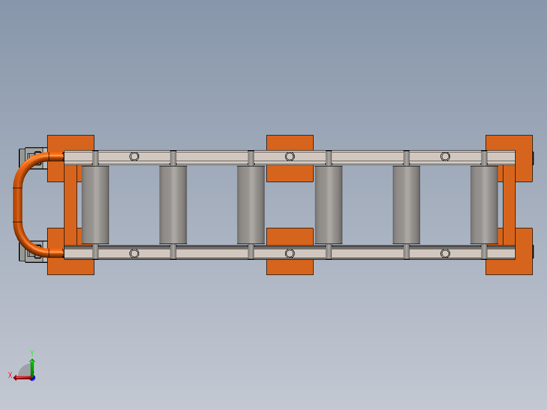 移动式辊道架后视图