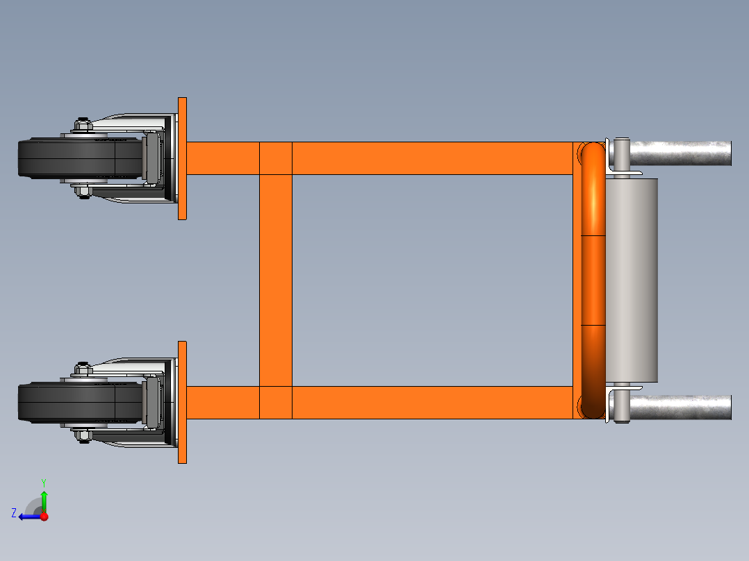 移动式辊道架右视图
