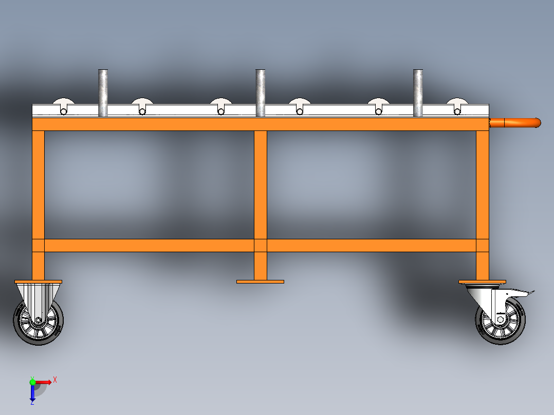 移动式辊道架俯视图