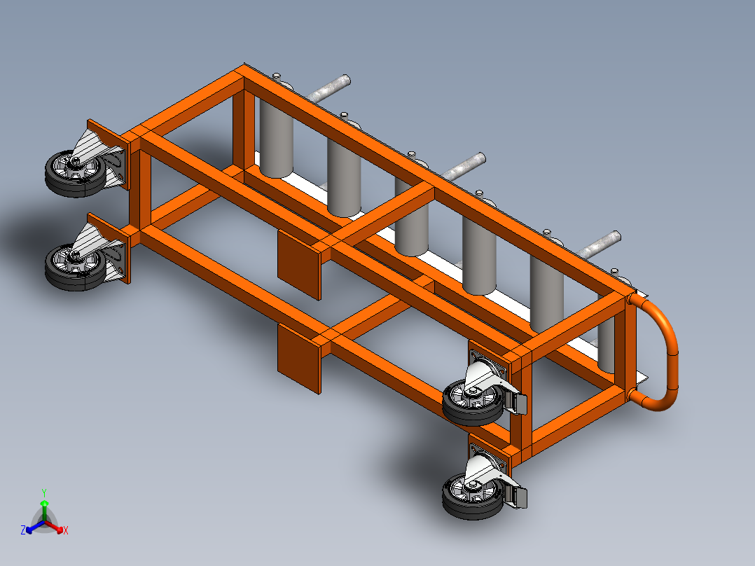 移动式辊道架正等轴测图