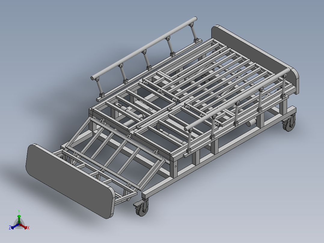 多功能护理床正等轴测图
