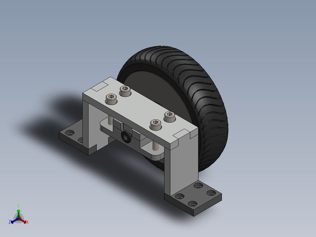 250W 24V 无刷轮毂电机带安装悬挂支架--SW正等轴测图