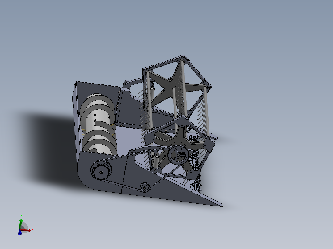 收割机割台装配SW三维图+CAD图纸
