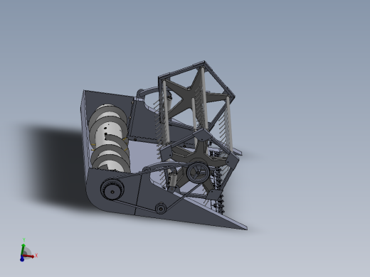 收割机割台装配SW三维图+CAD图纸