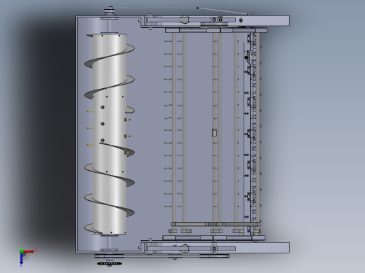 收割机割台装配SW三维图+CAD图纸俯视缩略图