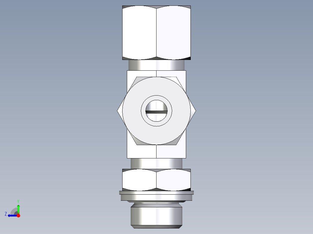 卡套式工业通用硬管接头EO_Adjustable_locknut_run_tee_LEE10ZSRCF右视图