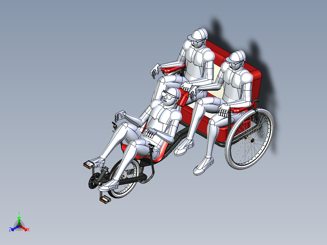 卧式人力车--x_t正等轴测图